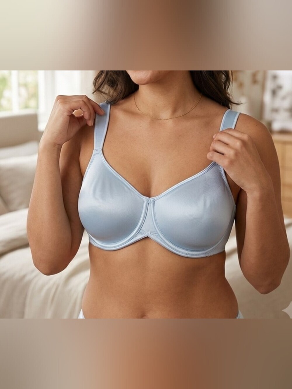 WACOAL  Size 40D. Satin Elegant Light Blue Women Bra Underwire